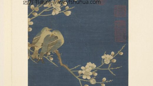 朱克柔 镂绘集锦册 桃花双鸟.jpg