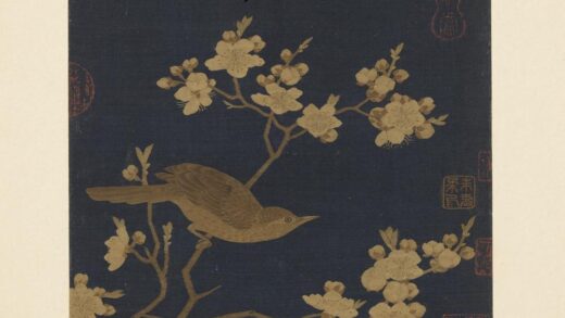 朱克柔 镂绘集锦册 桃花画眉.jpg