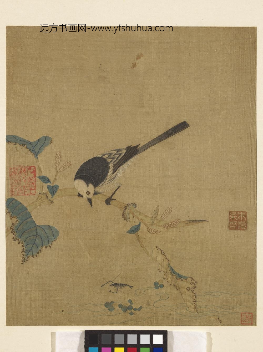 朱克柔-镂绘集锦册-鹡鸰红蓼