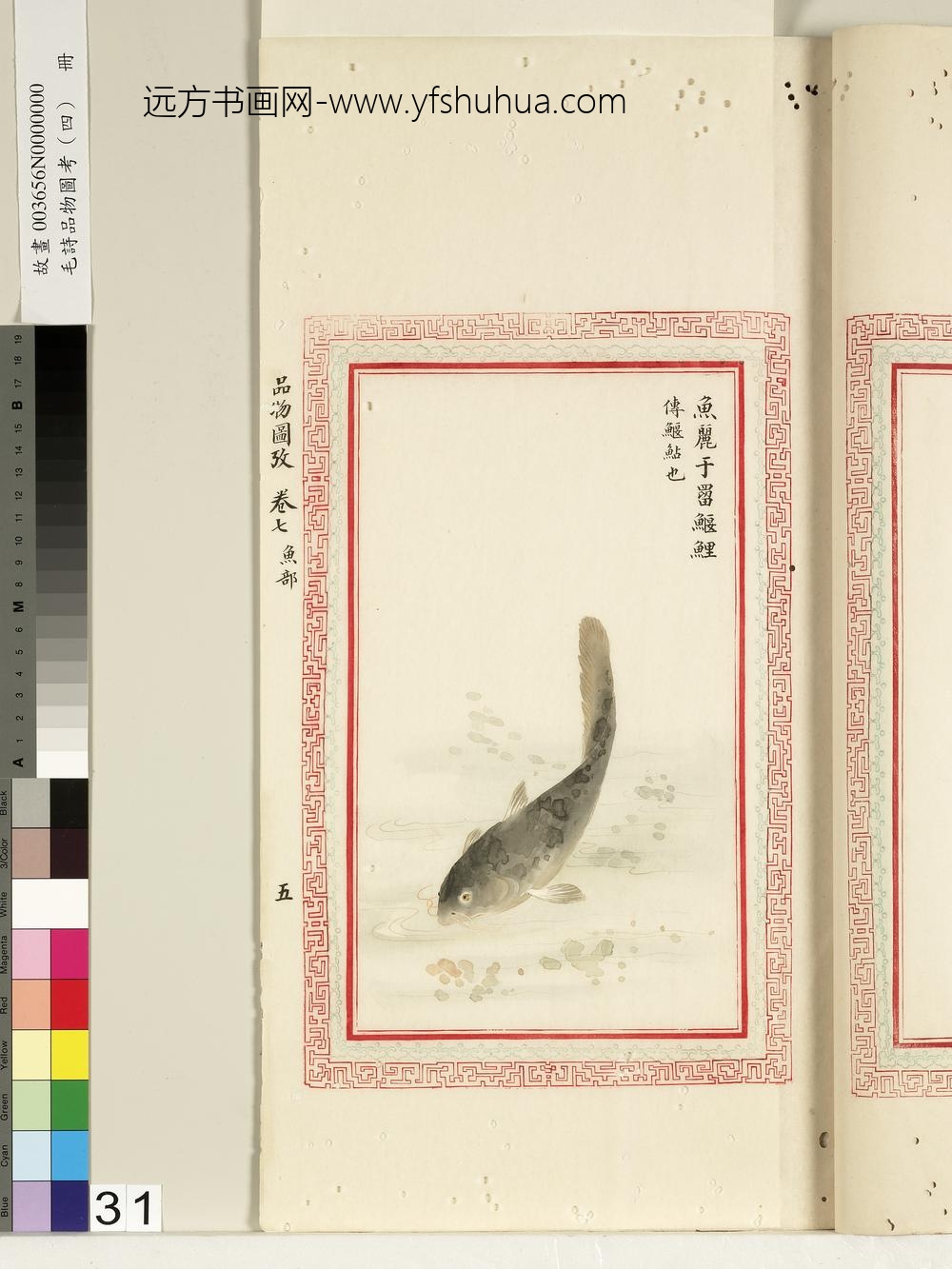 毛诗品物图考（四）册-鱼丽于罶鰋鲤-