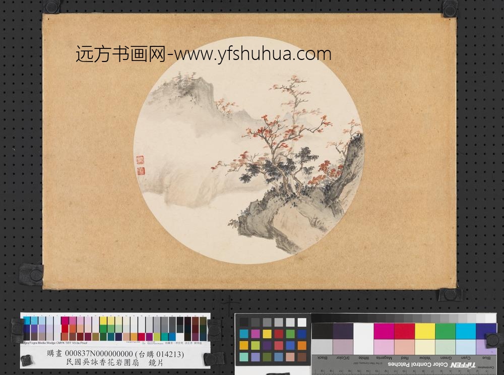 民国吴咏香花岩团扇镜片