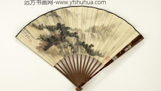 民国吴湖帆画秋山晴霭沈尹默行书七言律诗 1.jpg