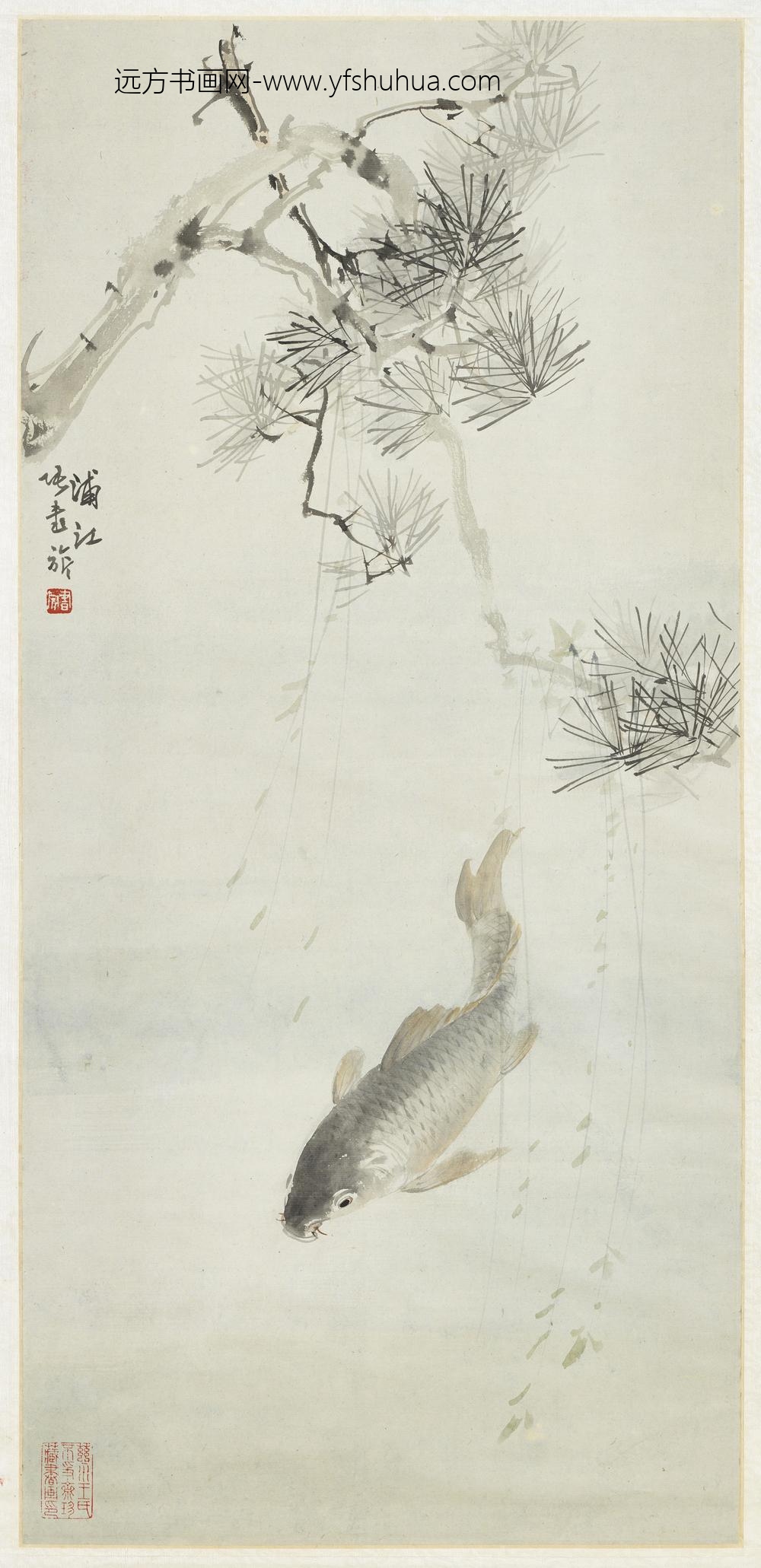 民国张书旗松鲤轴