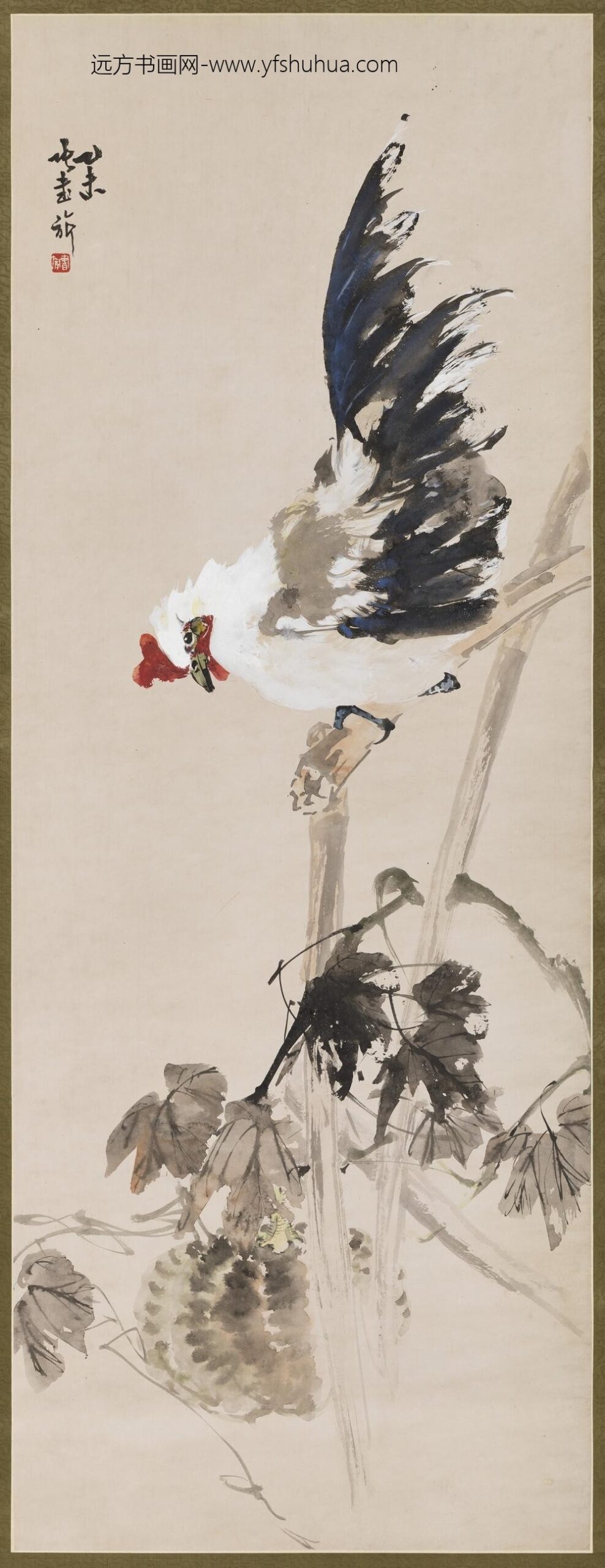 民国张书旗画公鸡轴