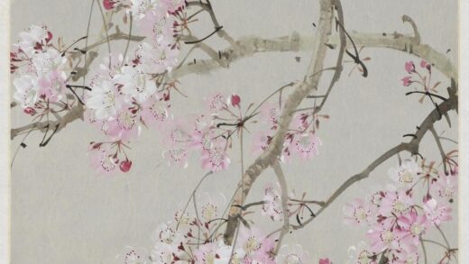 民国张书旗画桃花小鸟轴.jpg