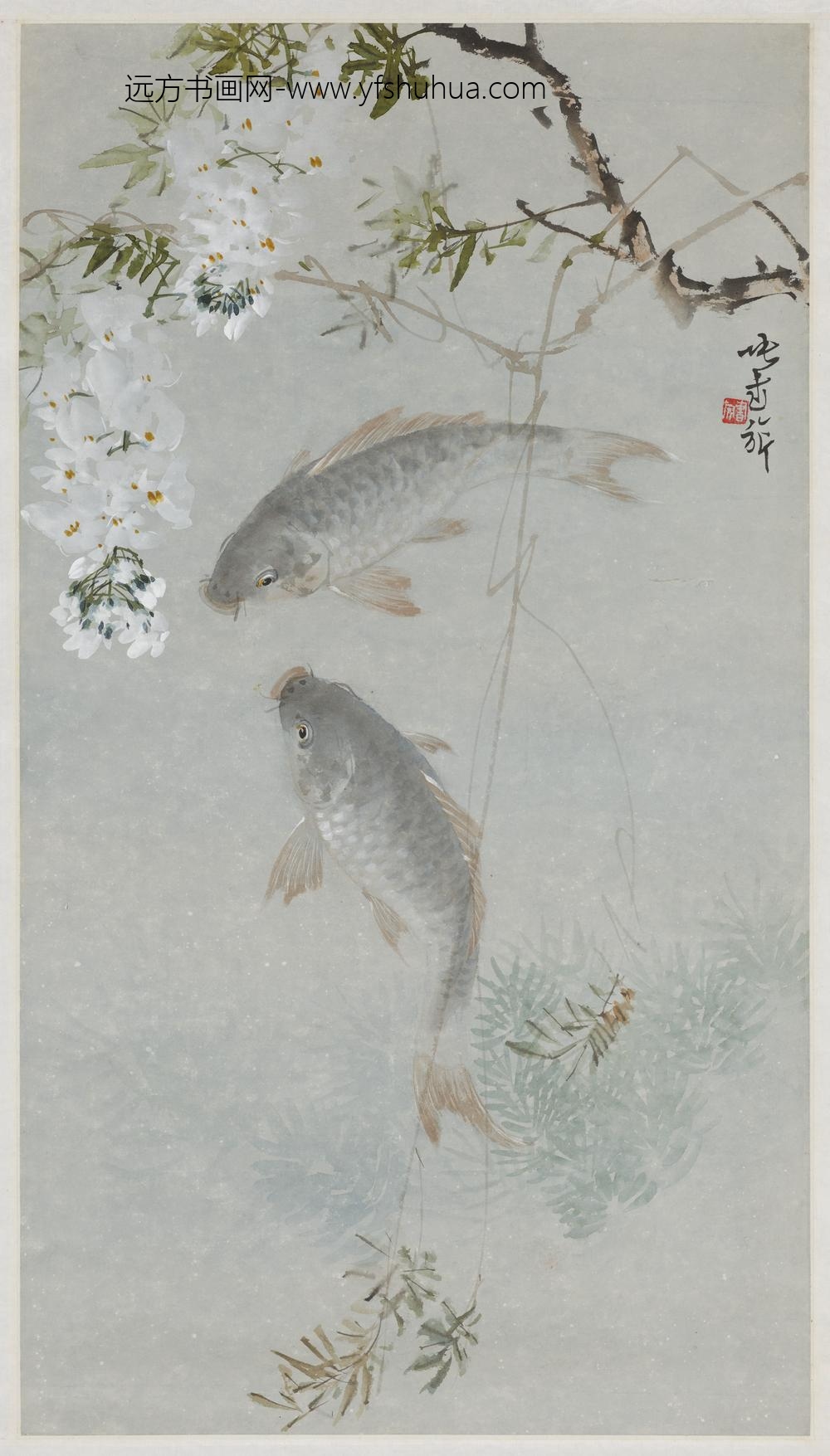 民国张书旗画鲤鱼