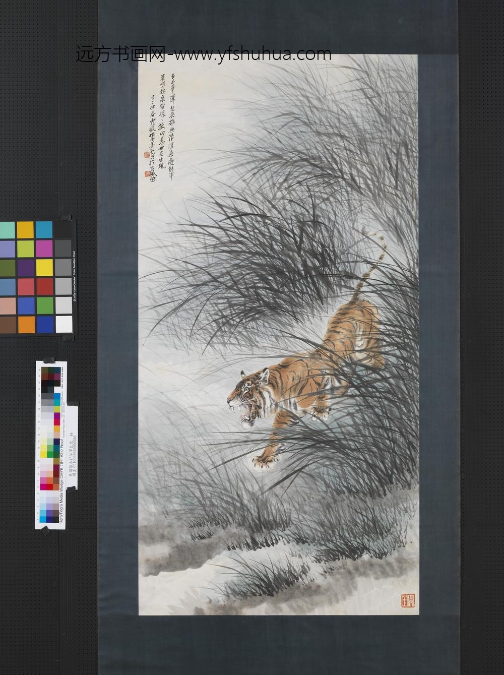 民国张善孖草泽巨虎轴