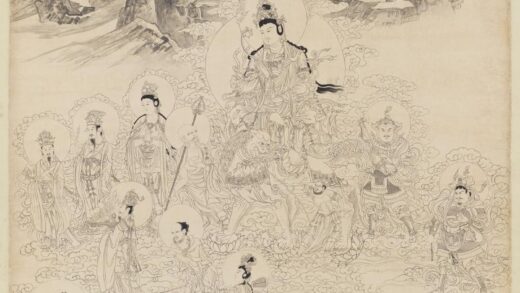 民国张大千孙家勤张师郑摹敦煌安西榆林窟第四窟西夏文殊变轴.jpg