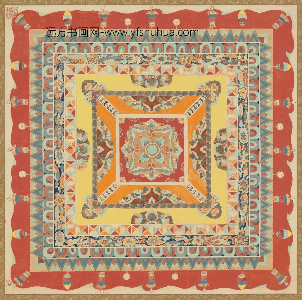 民国张大千摹敦煌莫高窟盛唐藻井（第十九号）轴