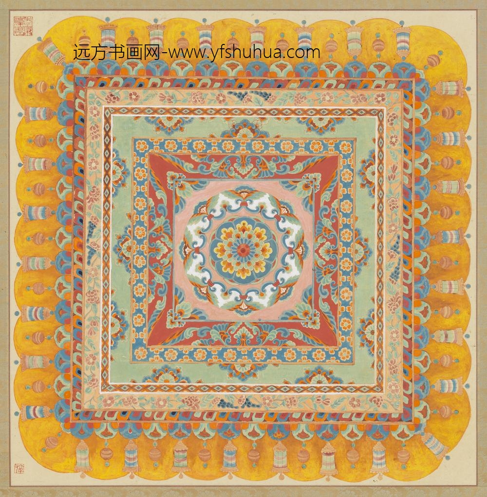 民国张大千摹敦煌莫高窟盛唐藻井（第四号）轴