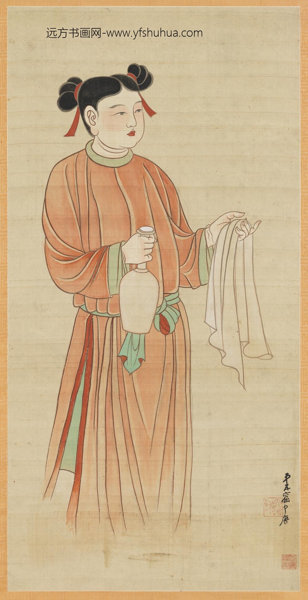 民国张大千摹敦煌莫高窟第一三八窟近事女轴