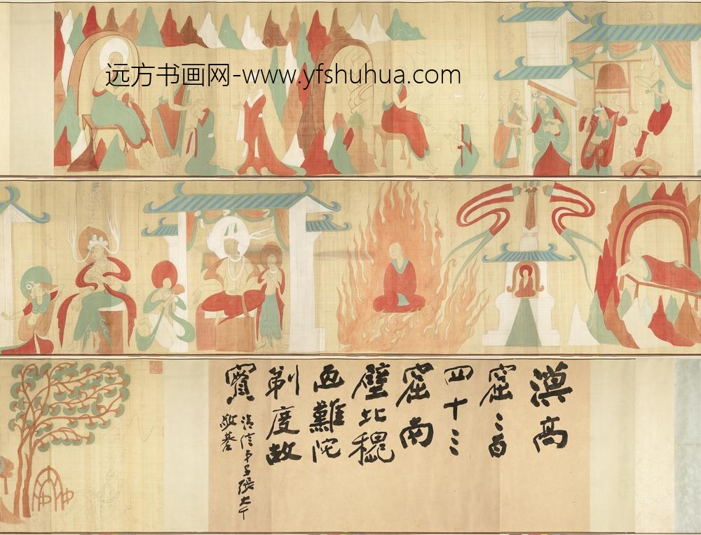 民国张大千摹敦煌莫高窟第二五七窟北魏难陀出家因缘卷