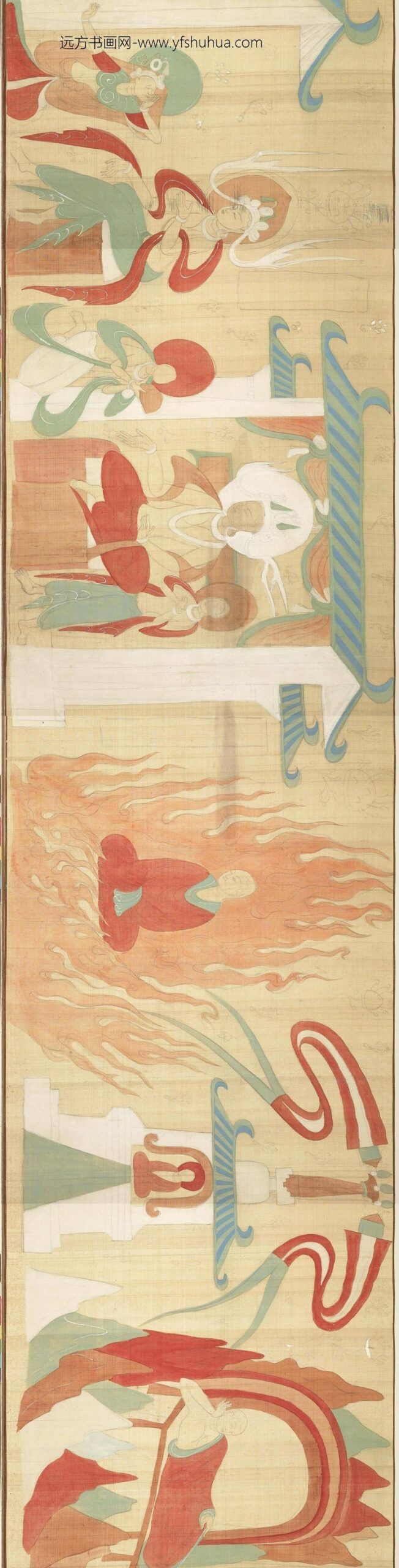 民国张大千摹敦煌莫高窟第二五七窟北魏难陀出家因缘卷_