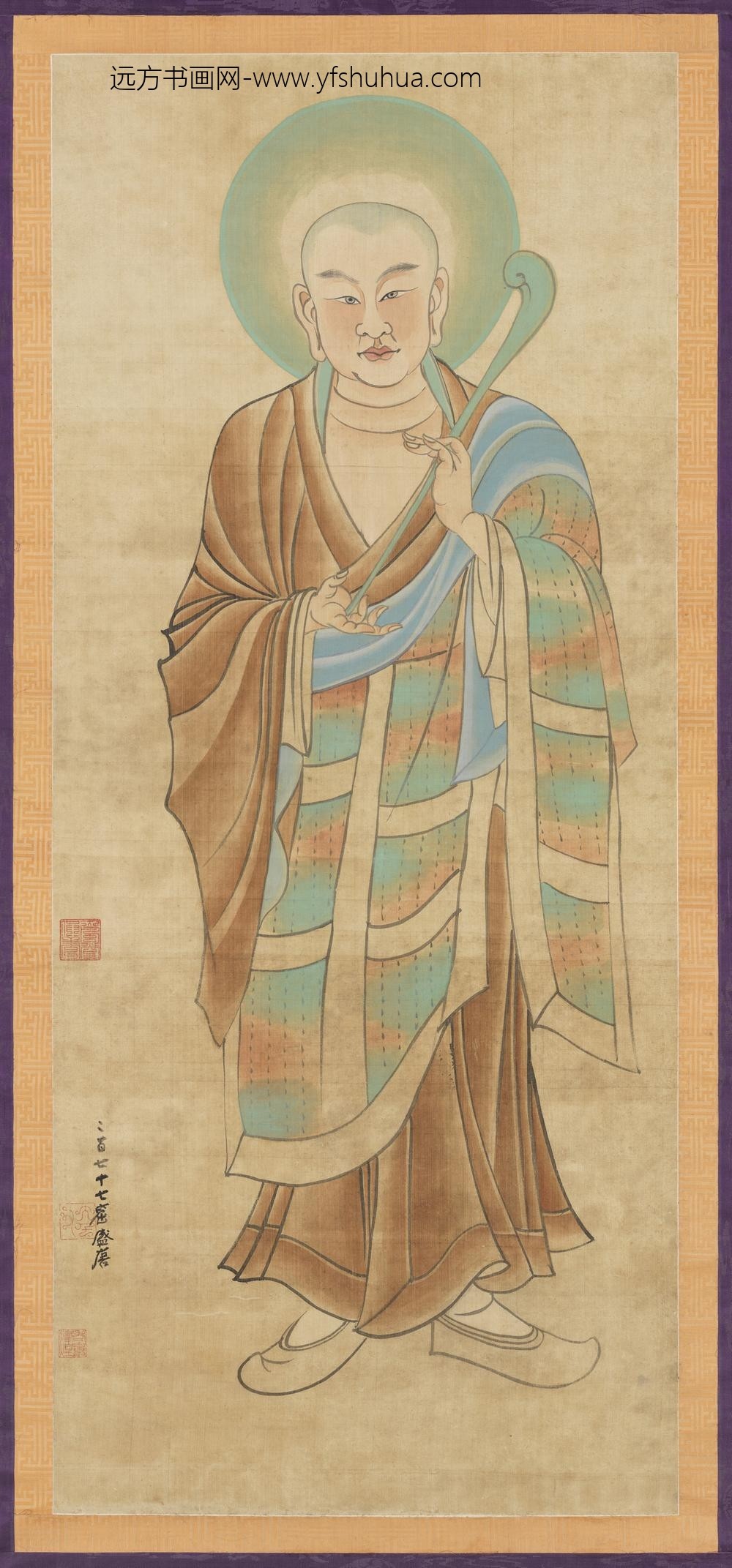 民国张大千摹敦煌莫高窟第二一窟比丘立像轴