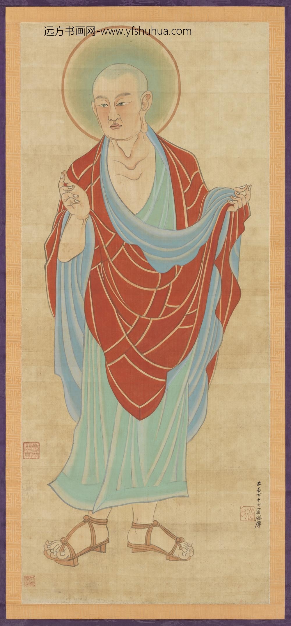 民国张大千摹敦煌莫高窟第二一窟比丘立像轴