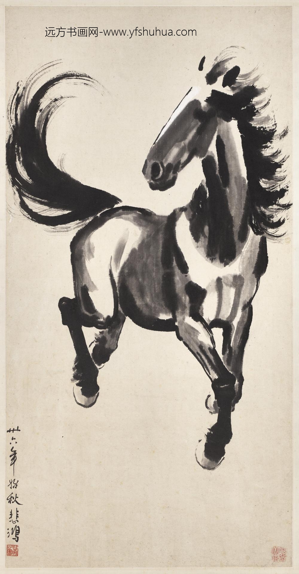 民国徐悲鸿奔马轴