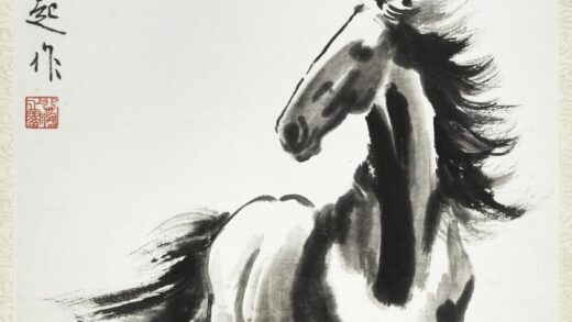 民国徐悲鸿画马镜片装.jpg