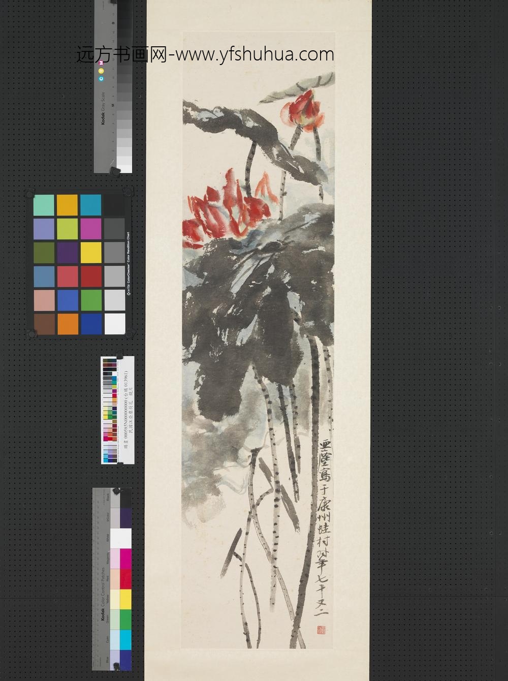 民国汪亚尘荷花镜片