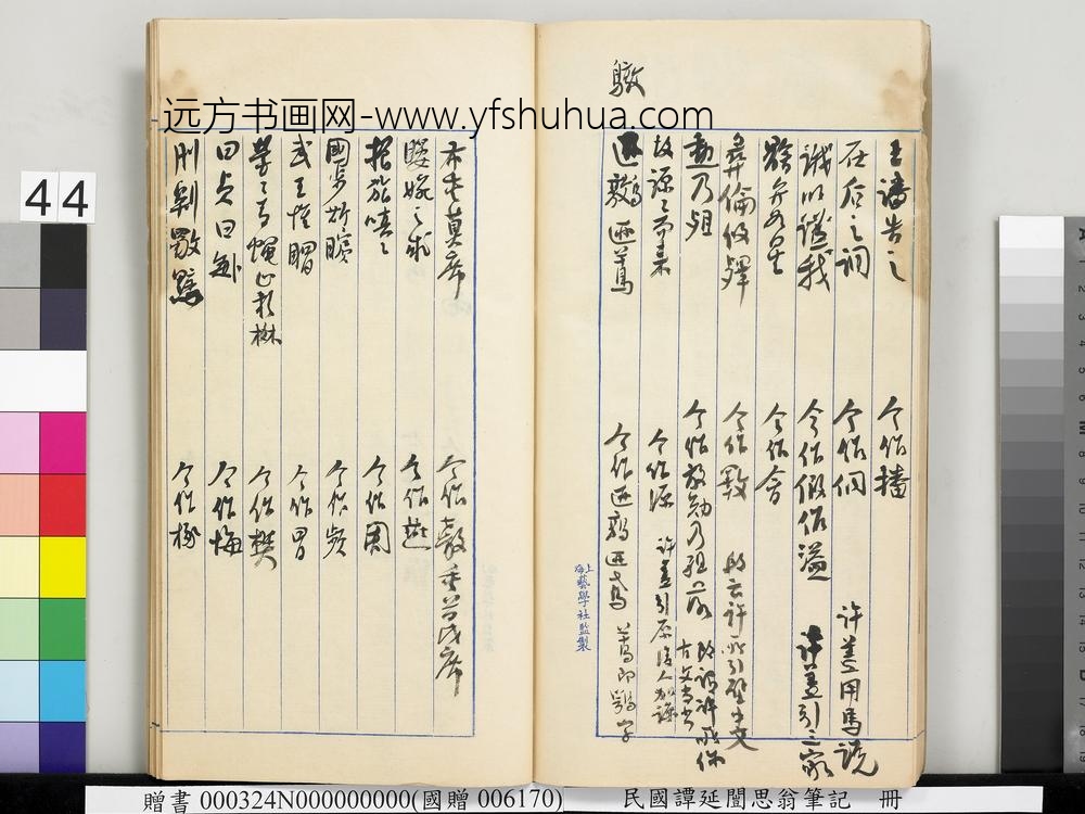 民国谭延闿思翁笔记册-