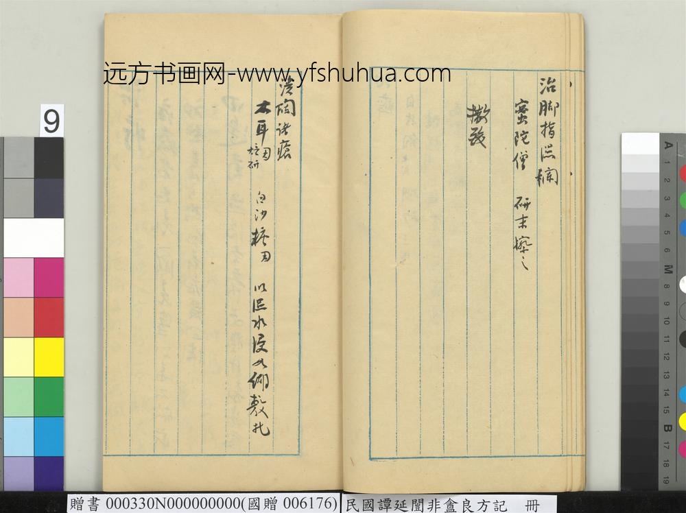 民国谭延闿非盦良方记册-