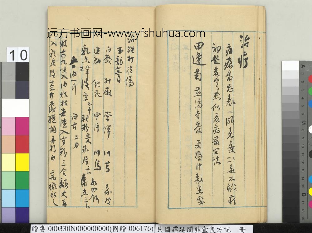 民国谭延闿非盦良方记册-