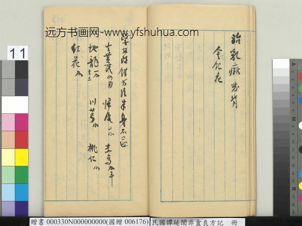 民国谭延闿非盦良方记册-