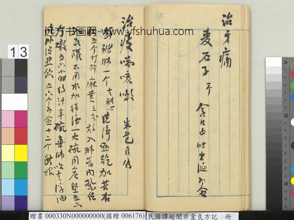 民国谭延闿非盦良方记册-