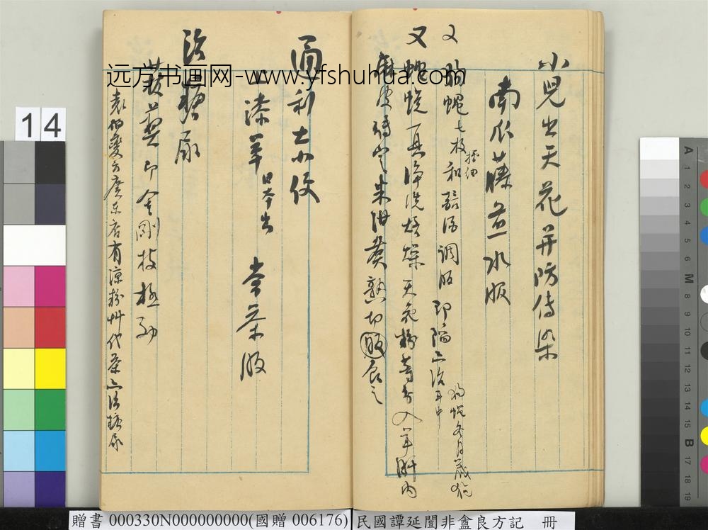 民国谭延闿非盦良方记册-