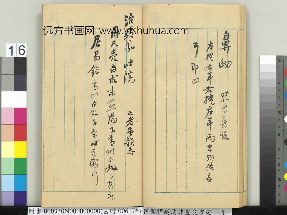 民国谭延闿非盦良方记册-