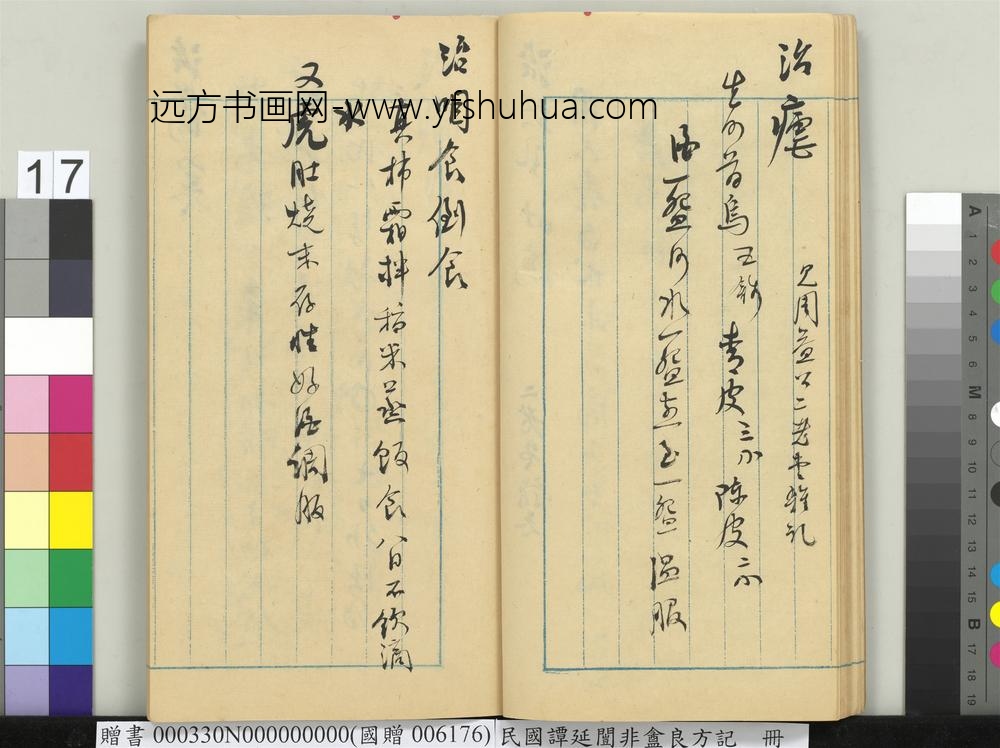 民国谭延闿非盦良方记册-