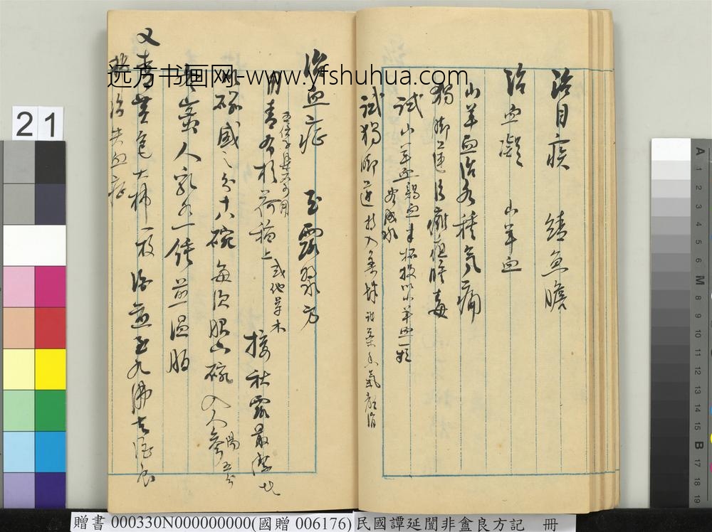 民国谭延闿非盦良方记册-