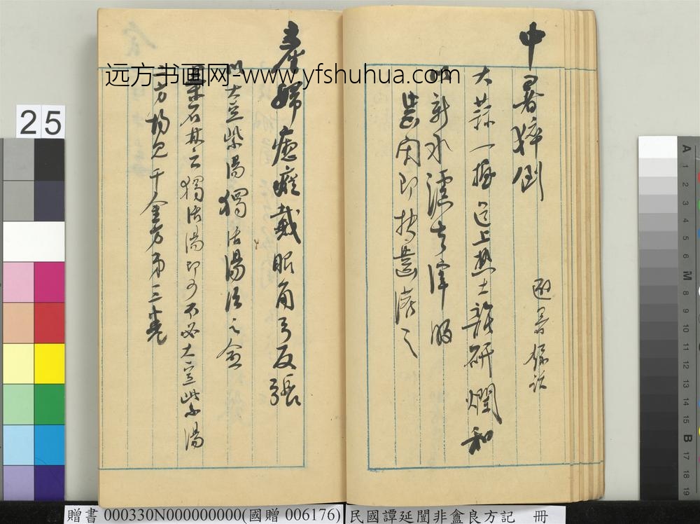 民国谭延闿非盦良方记册-