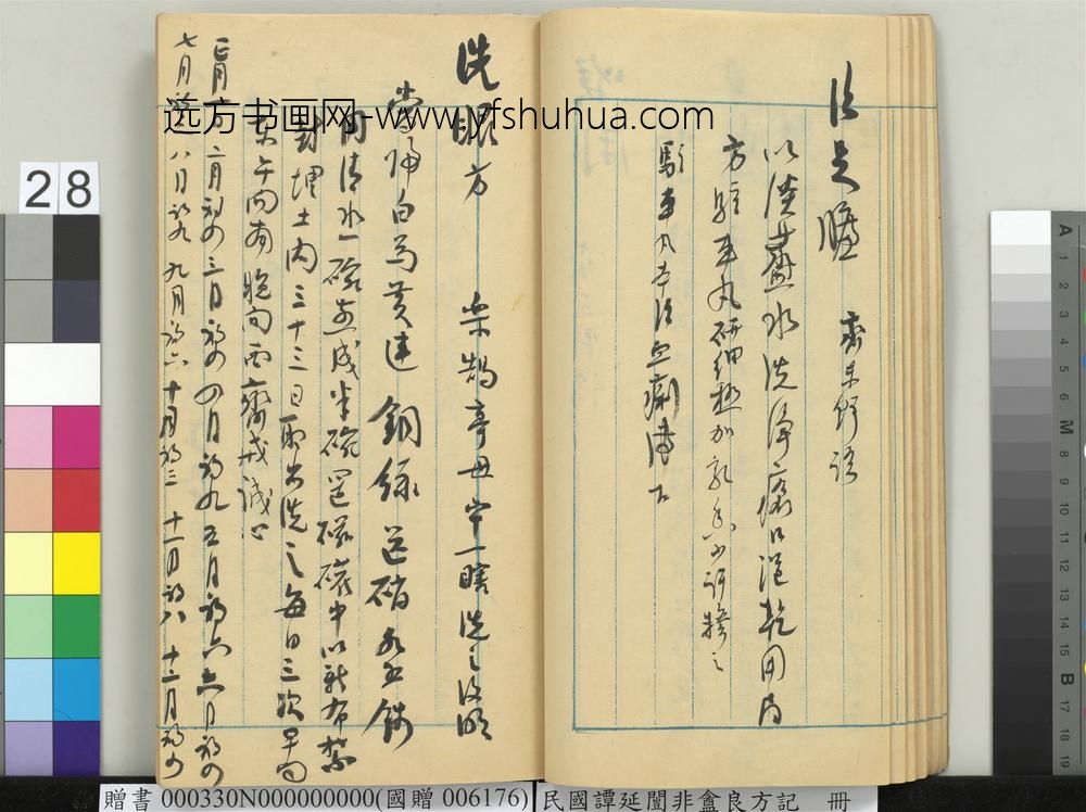 民国谭延闿非盦良方记册-
