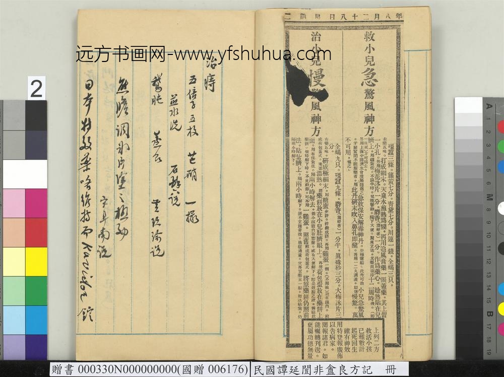 民国谭延闿非盦良方记册-