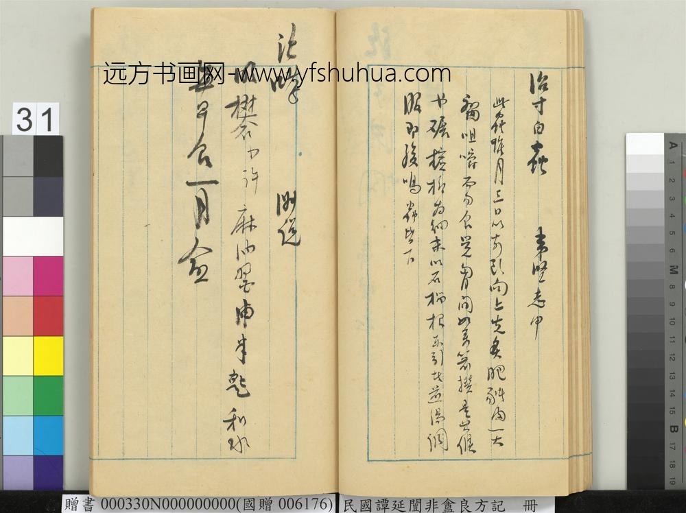 民国谭延闿非盦良方记册-