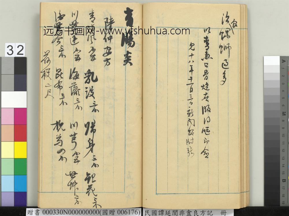 民国谭延闿非盦良方记册-