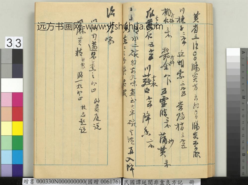 民国谭延闿非盦良方记册-