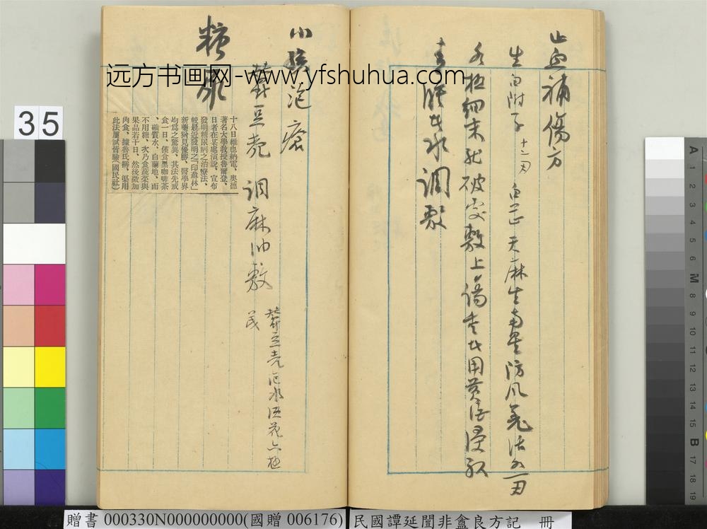 民国谭延闿非盦良方记册-