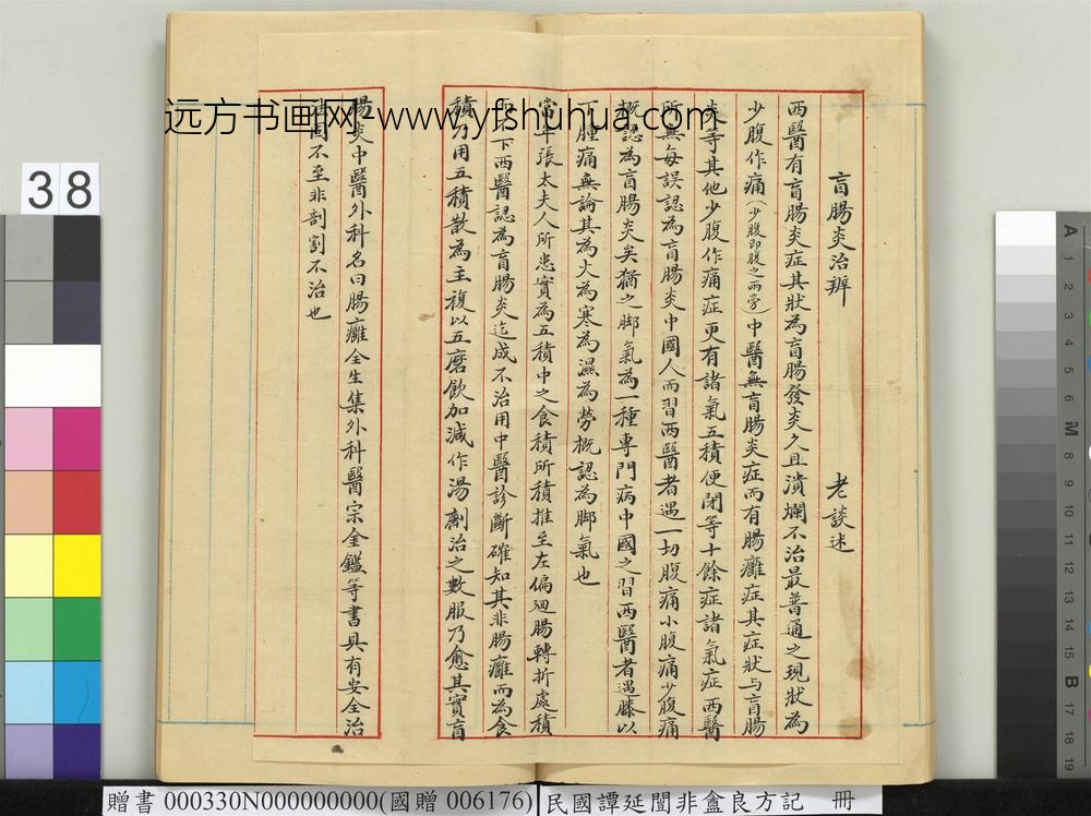 民国谭延闿非盦良方记册-