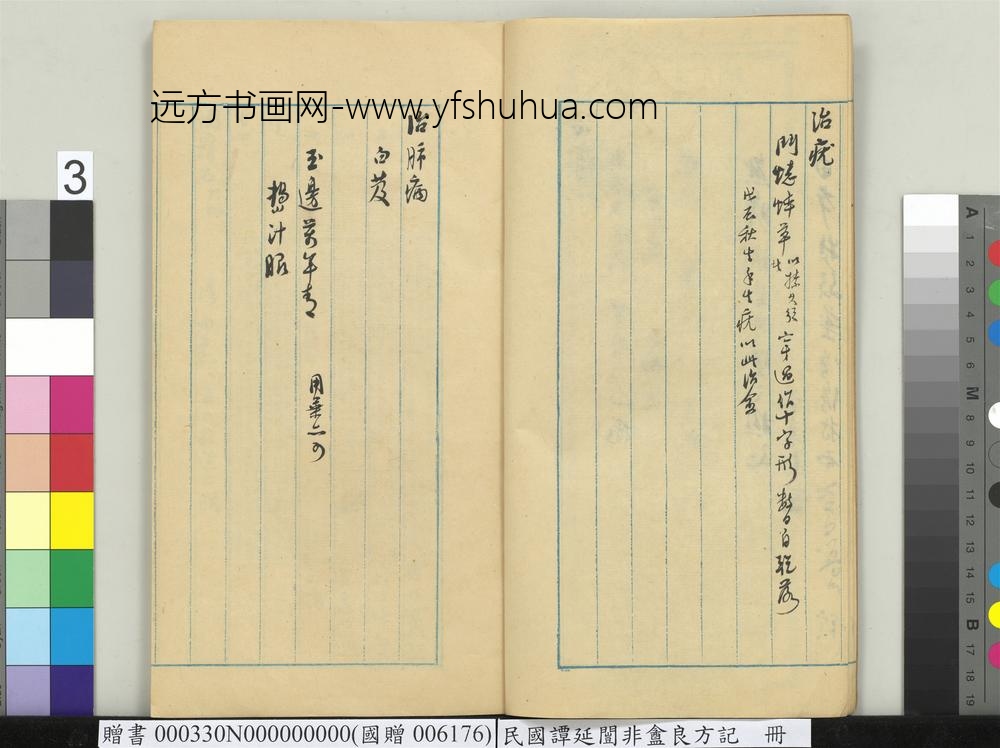 民国谭延闿非盦良方记册-