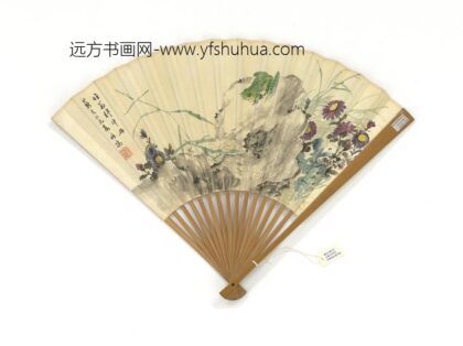 民国赵叔孺花蛙并七言律诗一首成扇 1.jpg