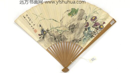 民国赵叔孺花蛙并七言律诗一首成扇 1.jpg