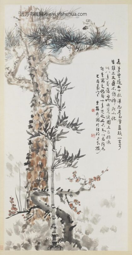 民国郑曼青画岁寒三友单片.jpg