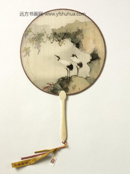 清人双鹤成扇 1.jpg