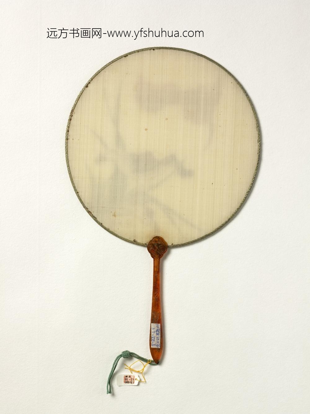 清人灵芝蝙蝠成扇-