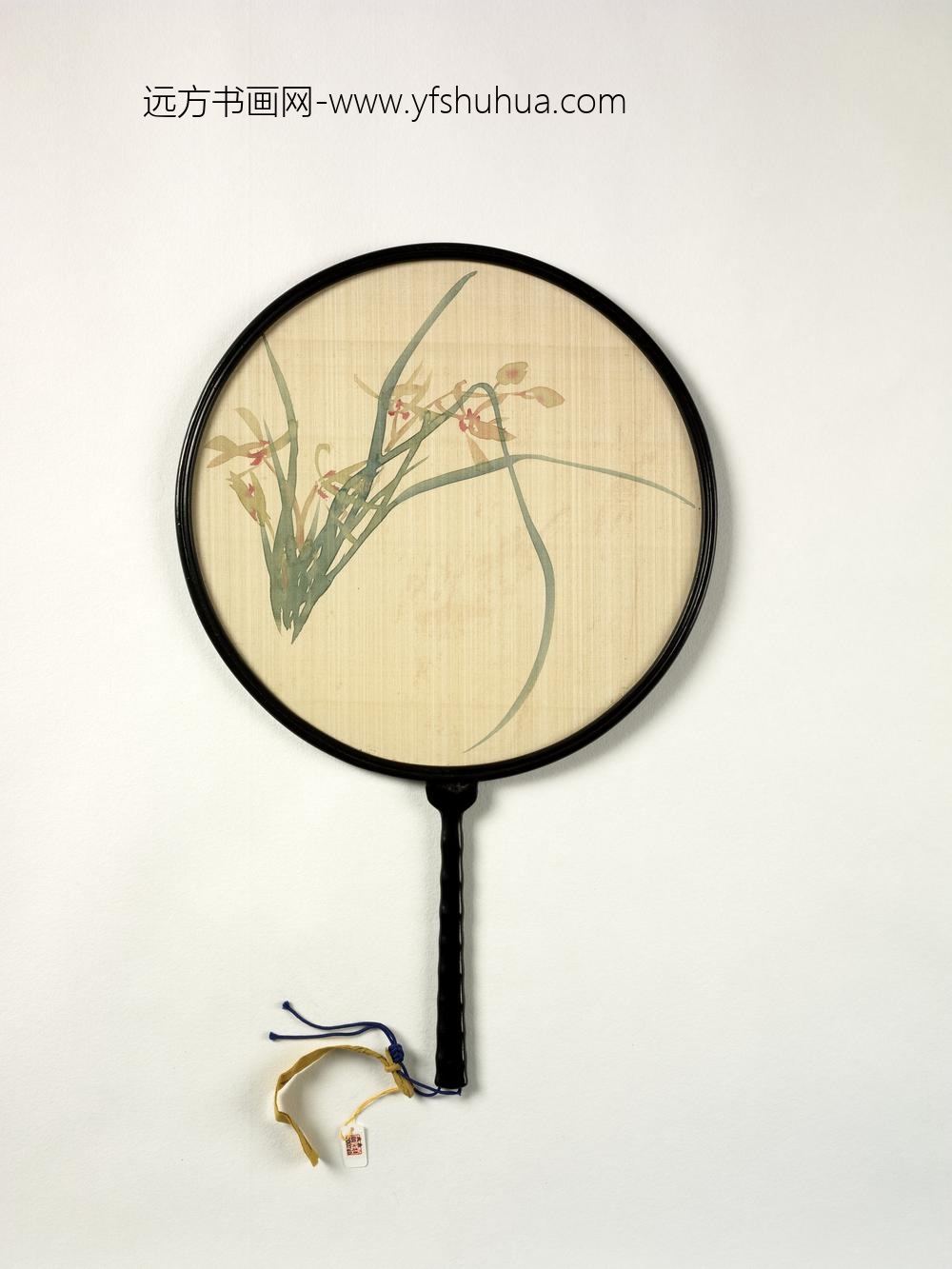 清人画兰花成扇-