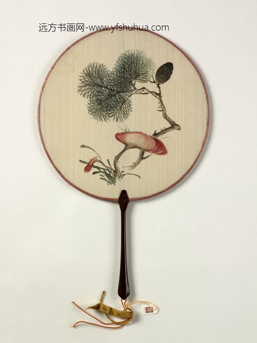 清人画松芝成扇-