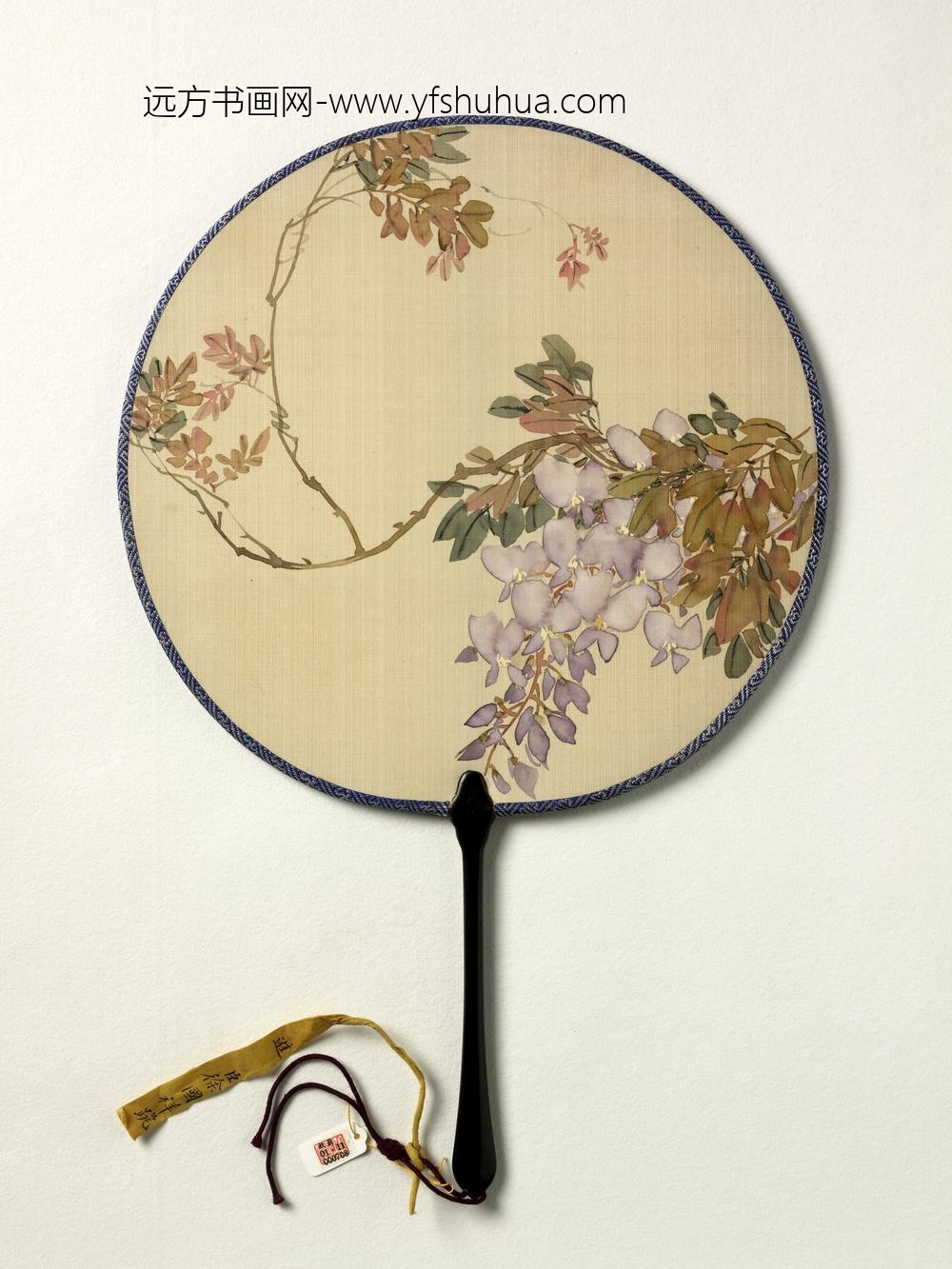 清人画紫藤成扇-