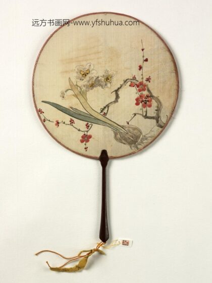 清人画红梅水仙成扇 1.jpg