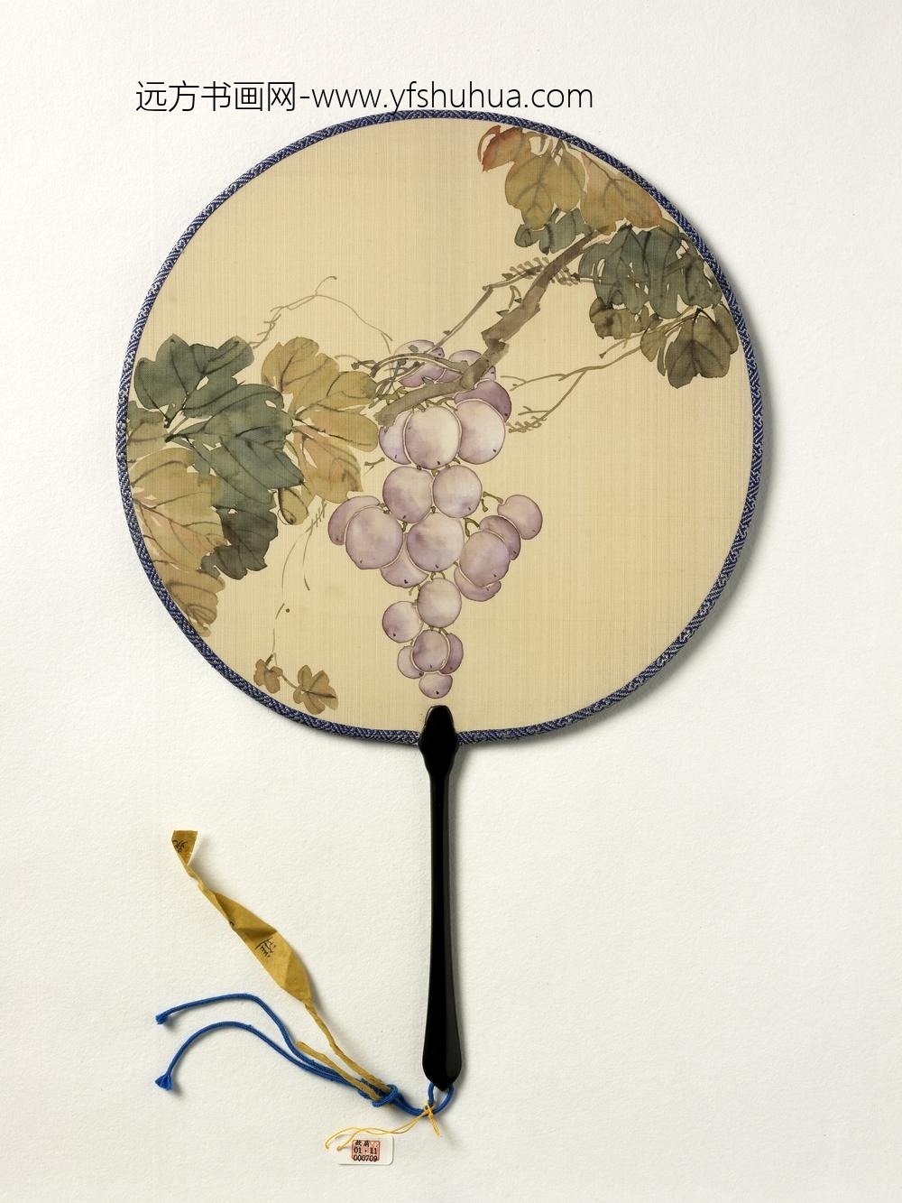 清人画葡萄成扇-